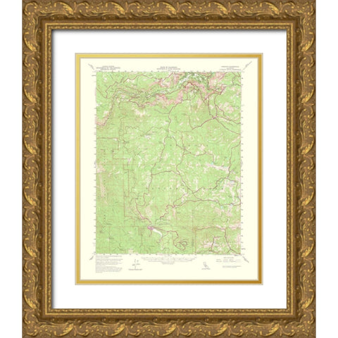 Yosemite California Quad - USGS 1956 Gold Ornate Wood Framed Art Print with Double Matting by USGS
