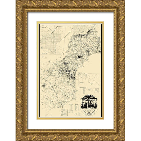 Yuba California Landowner - Doyle 1887 Gold Ornate Wood Framed Art Print with Double Matting by Doyle