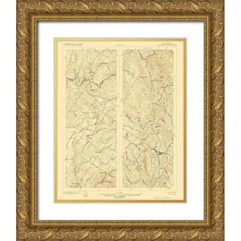 Mother Lode District California 1 of 2 Sheet Gold Ornate Wood Framed Art Print with Double Matting by USGS