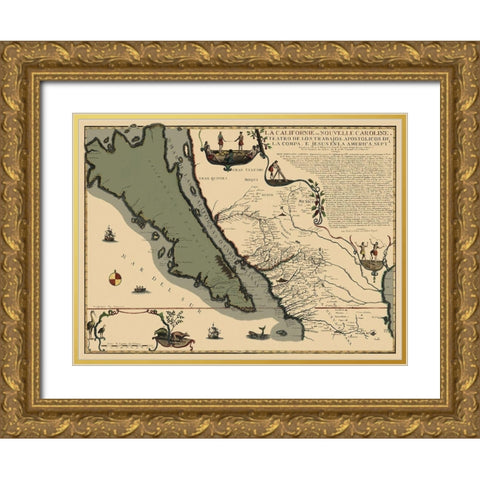 California, Mexico - His Majestys Geographer 1720 Gold Ornate Wood Framed Art Print with Double Matting by His Majestys Geographer