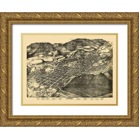 Aspen Colorado - Pitkin 1893 Gold Ornate Wood Framed Art Print with Double Matting by Pitkin