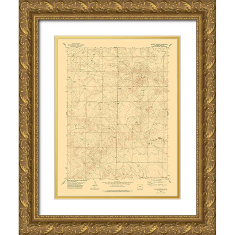 Battle Canyon Colorado Quad - USGS 1977 Gold Ornate Wood Framed Art Print with Double Matting by USGS