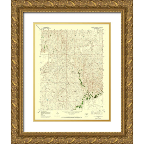 Barking Dog Spring Colorado Quad - USGS 1970 Gold Ornate Wood Framed Art Print with Double Matting by USGS