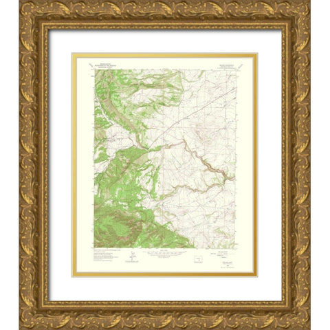 Beulah Colorado Quad - USGS 1966 Gold Ornate Wood Framed Art Print with Double Matting by USGS