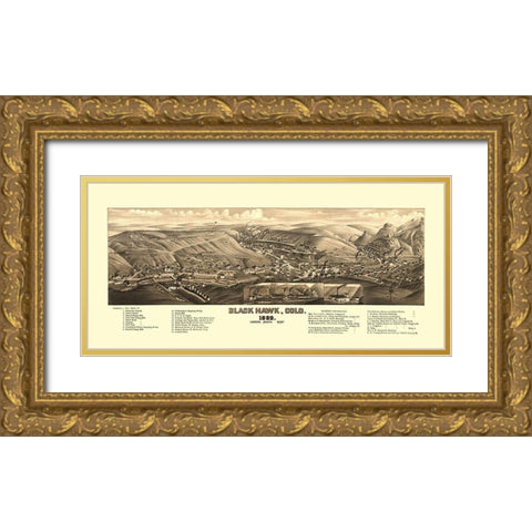 Black Hawk Colorado - Stoner 1882 Gold Ornate Wood Framed Art Print with Double Matting by Stoner