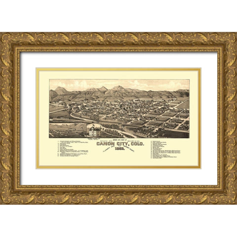 Canon City Colorado - Stoner 1882 Gold Ornate Wood Framed Art Print with Double Matting by Stoner