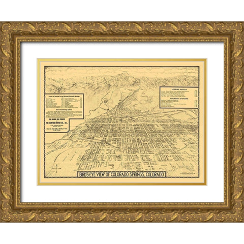 Colorado Springs Colorado - Stoner 1882 Gold Ornate Wood Framed Art Print with Double Matting by Stoner