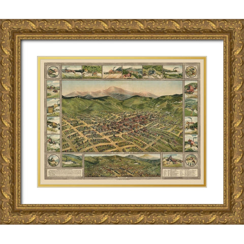 Cripple Creek Colorado - 1896 Gold Ornate Wood Framed Art Print with Double Matting by Unknown