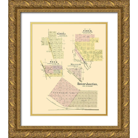 Denver, Saltillo, Roca, Malcolm, Firth Colorado Gold Ornate Wood Framed Art Print with Double Matting by Everts