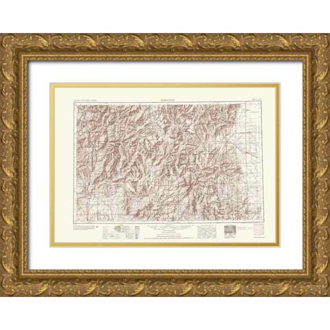 Durango Colorado Sheet - USGS 1953 Gold Ornate Wood Framed Art Print with Double Matting by USGS