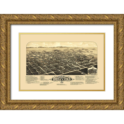 Greeley Colorado - Stoner 1882 Gold Ornate Wood Framed Art Print with Double Matting by Stoner