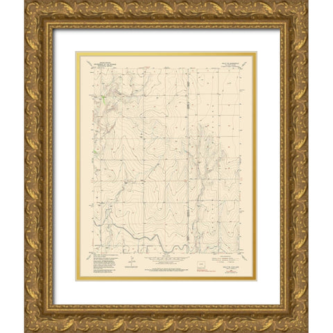 Holly NE Colorado Quad - USGS 1977 Gold Ornate Wood Framed Art Print with Double Matting by USGS