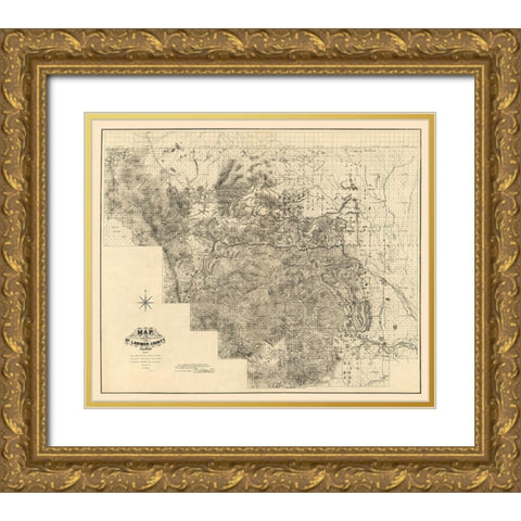 Larimer County Colorado - Handy 1883  Gold Ornate Wood Framed Art Print with Double Matting by Handy