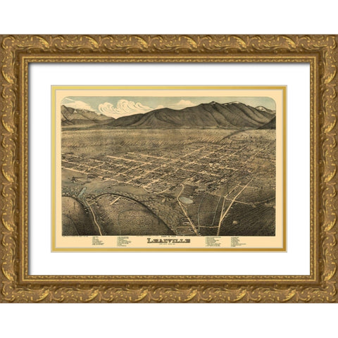 Leadville Colorado - Koch 1879 Gold Ornate Wood Framed Art Print with Double Matting by Koch