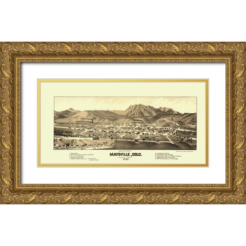 Maysville Colorado - Beck 1882 Gold Ornate Wood Framed Art Print with Double Matting by Beck
