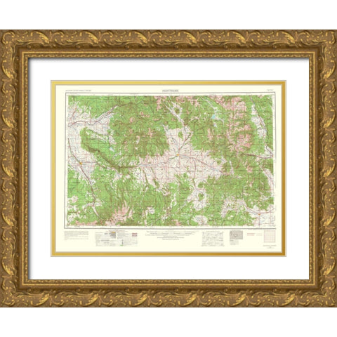 Montrose Colorado Quad - USGS 1962 Gold Ornate Wood Framed Art Print with Double Matting by USGS