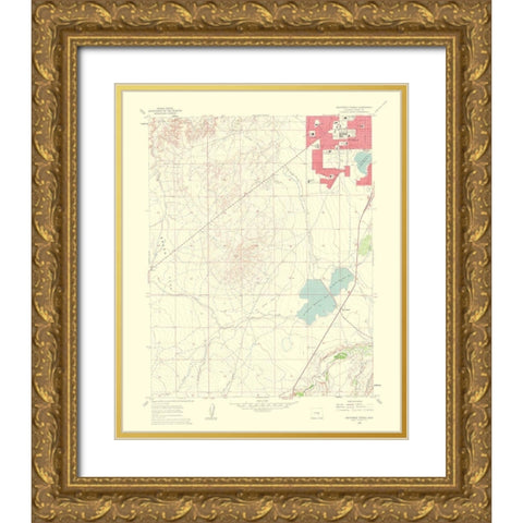 Southwest Pueblo Colorado Quad - USGS 1963 Gold Ornate Wood Framed Art Print with Double Matting by USGS