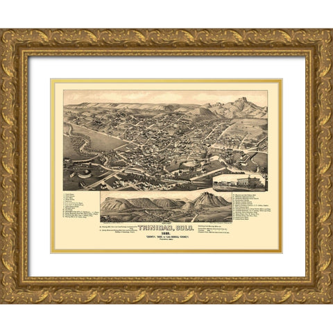 Trinidad Colorado - Stoner 1882 Gold Ornate Wood Framed Art Print with Double Matting by Stoner