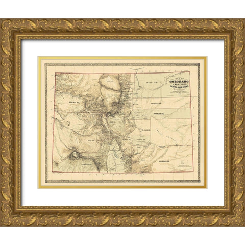Colorado Territory, Gold Region - Monk  1862 Gold Ornate Wood Framed Art Print with Double Matting by Monk