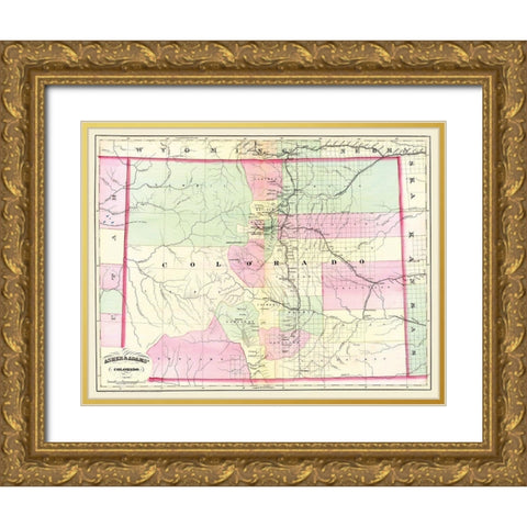 Colorado - Asher  1874 Gold Ornate Wood Framed Art Print with Double Matting by Asher