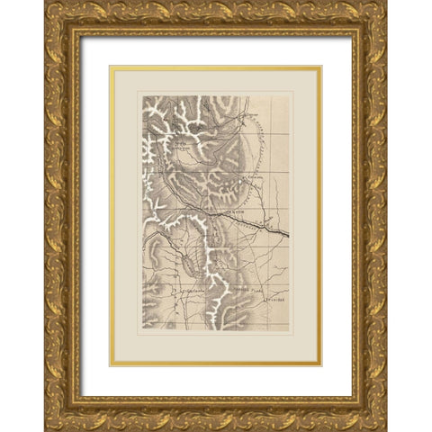 Southern Colorado Rocky Mountains - 1870 Gold Ornate Wood Framed Art Print with Double Matting by Unknown