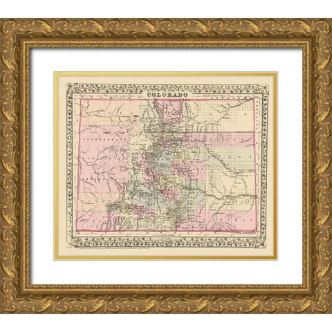 Colorado - Mitchell 1879 Gold Ornate Wood Framed Art Print with Double Matting by Mitchell