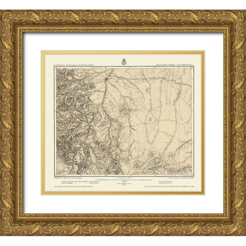 Colorado Central Colorado Sheet - US Army 1876 Gold Ornate Wood Framed Art Print with Double Matting by US Army