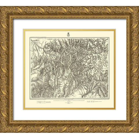 Colorado Southwest Colorado Sheet - US Army 1877 Gold Ornate Wood Framed Art Print with Double Matting by US Army