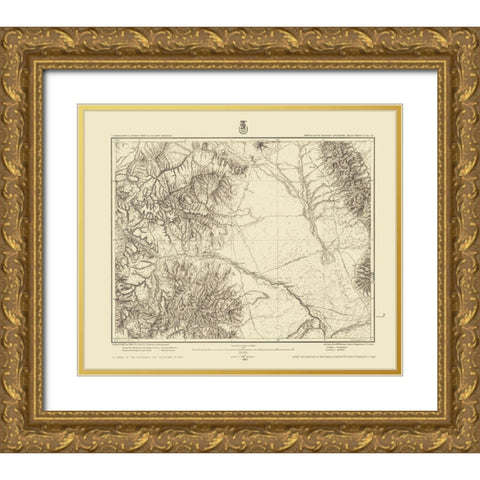 Colorado Southwest Colorado Sheet - US Army 1876 Gold Ornate Wood Framed Art Print with Double Matting by US Army