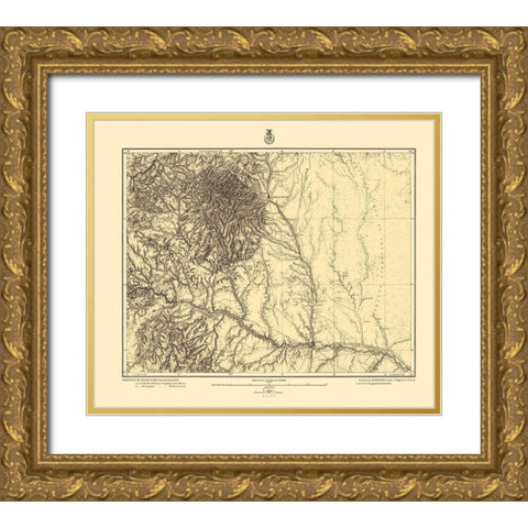 Colorado Central Colorado Sheet - US Army 1878 Gold Ornate Wood Framed Art Print with Double Matting by US Army