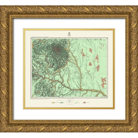 Central Colorado Land Classification Sheet Gold Ornate Wood Framed Art Print with Double Matting by US Army