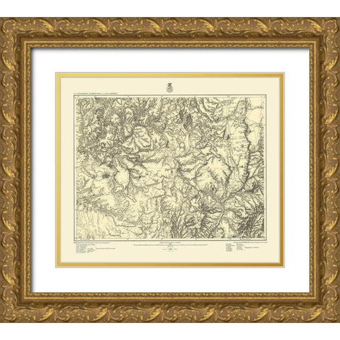 Colorado New Mexico Sheet - US Army 1882 Gold Ornate Wood Framed Art Print with Double Matting by US Army
