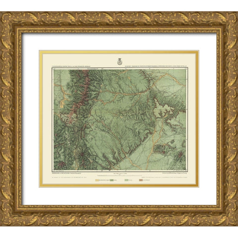 Colorado New Mexico Economic Sheet - US Army 1876 Gold Ornate Wood Framed Art Print with Double Matting by US Army