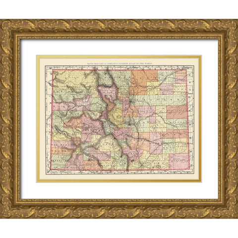 Colorado - Rand McNally 1897 Gold Ornate Wood Framed Art Print with Double Matting by Rand McNally