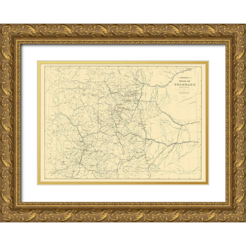 Colorado Drainage - Hayden 1881 Gold Ornate Wood Framed Art Print with Double Matting by Hayden