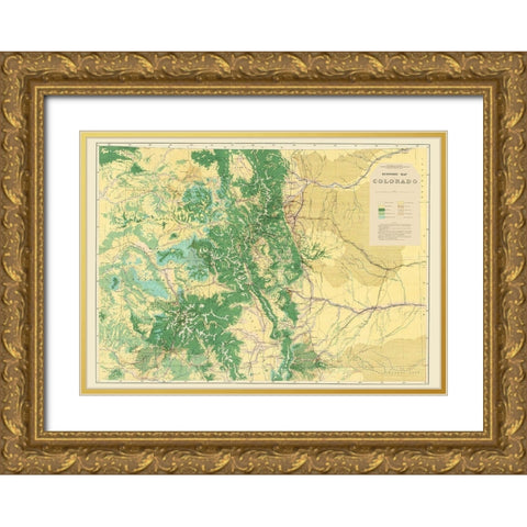 Colorado Colorado Economic - USGS 1881 Gold Ornate Wood Framed Art Print with Double Matting by USGS