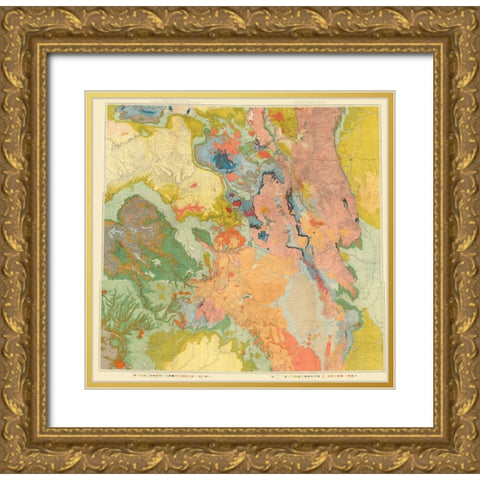 North Western Colorado Utah Economic Sheet Gold Ornate Wood Framed Art Print with Double Matting by USGS