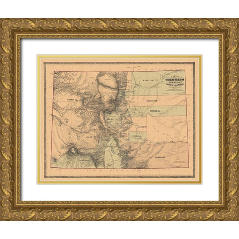 Colorado with the Central Gold Region - Monk 1862 Gold Ornate Wood Framed Art Print with Double Matting by Monk