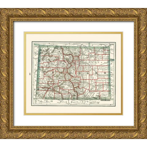 Colorado - Rathbun 1893 Gold Ornate Wood Framed Art Print with Double Matting by Rathbun