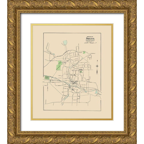 Bristol Connecticut - Hurd 1893 Gold Ornate Wood Framed Art Print with Double Matting by Hurd