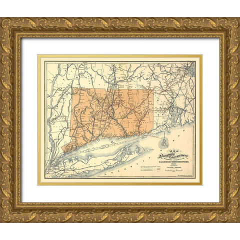 Connecticut - Tilden 1893  Gold Ornate Wood Framed Art Print with Double Matting by Tilden