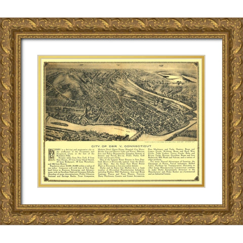 Derby Connecticut - Bailey 1920  Gold Ornate Wood Framed Art Print with Double Matting by Bailey
