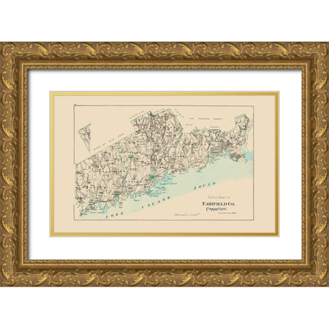 Fairfield  South Connecticut - Hurd 1893 Gold Ornate Wood Framed Art Print with Double Matting by Hurd