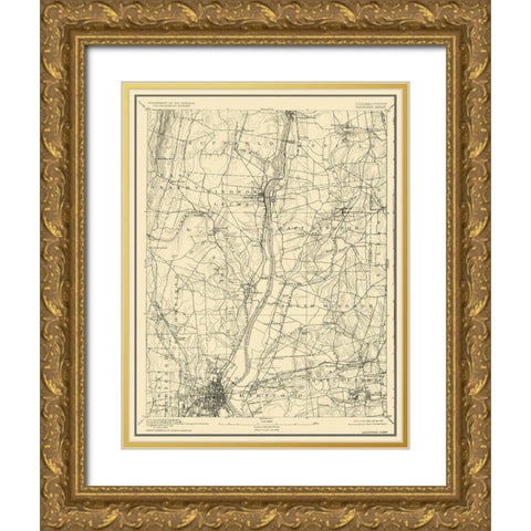 Hartford Connecticut Sheet - USGS 1892 Gold Ornate Wood Framed Art Print with Double Matting by USGS