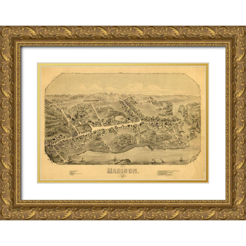 Madison Connecticut - Bailey 1881  Gold Ornate Wood Framed Art Print with Double Matting by Bailey