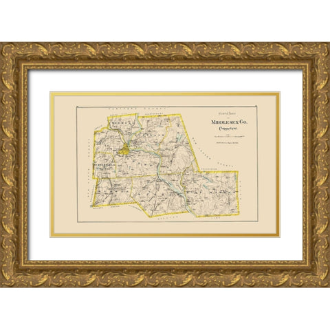 Middlesex  North Connecticut - Hurd 1893 Gold Ornate Wood Framed Art Print with Double Matting by Hurd