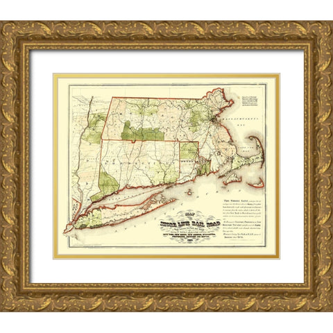 Shoreline Railroad Route - Walling 1860 Gold Ornate Wood Framed Art Print with Double Matting by Walling