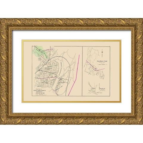 East New Haven Connecticut - Hurd 1893 Gold Ornate Wood Framed Art Print with Double Matting by Hurd