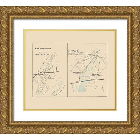 East Portchester Connecticut - Hurd 1893 Gold Ornate Wood Framed Art Print with Double Matting by Hurd