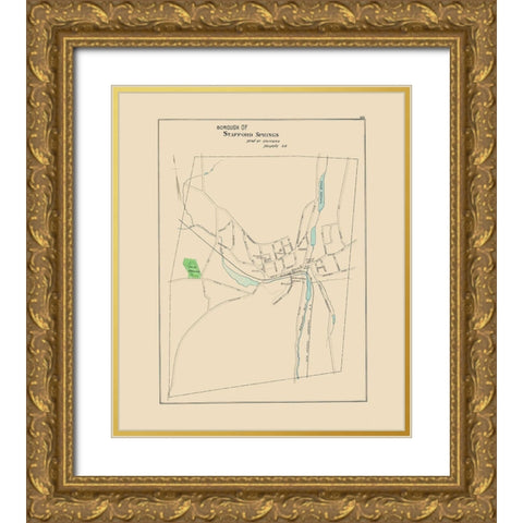 Stafford Springs Connecticut - Hurd 1893 Gold Ornate Wood Framed Art Print with Double Matting by Hurd